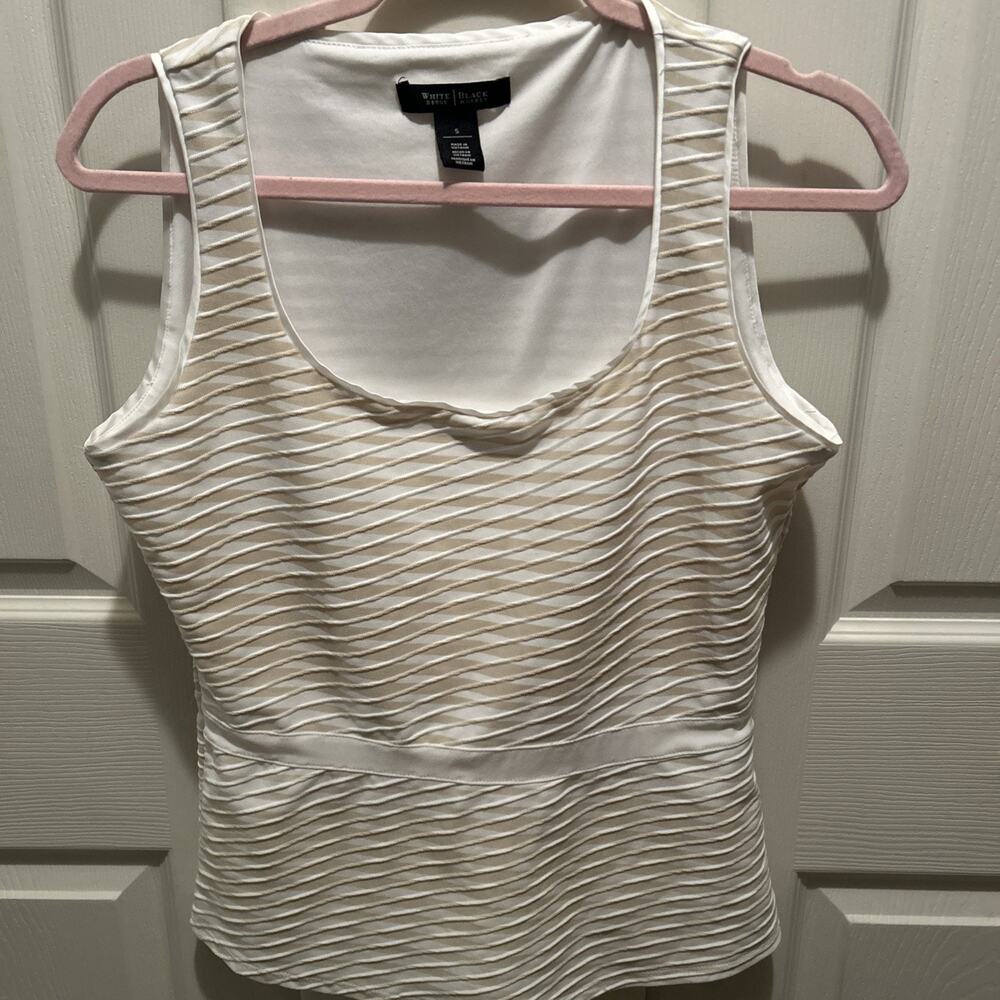 White House Black Market Women Top Sleeveless Tan Ivory Lined Polyester S